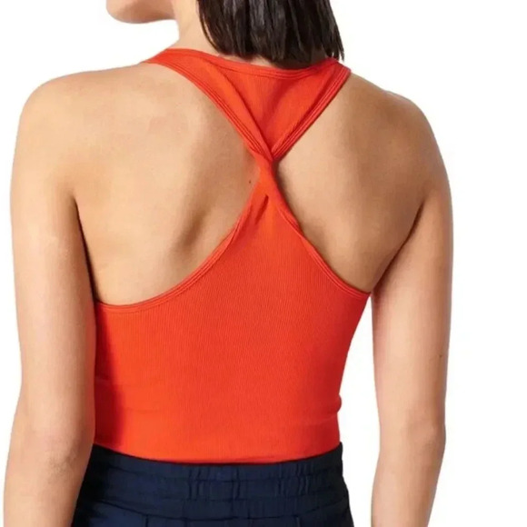 Sweaty Betty Spring Seamless Tank Top Size 12 Twist Back Detail Resort Red - Picture 3 of 6